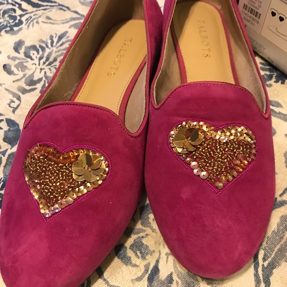 Valentine Talbots Ryan loafer pink gold heart sz8